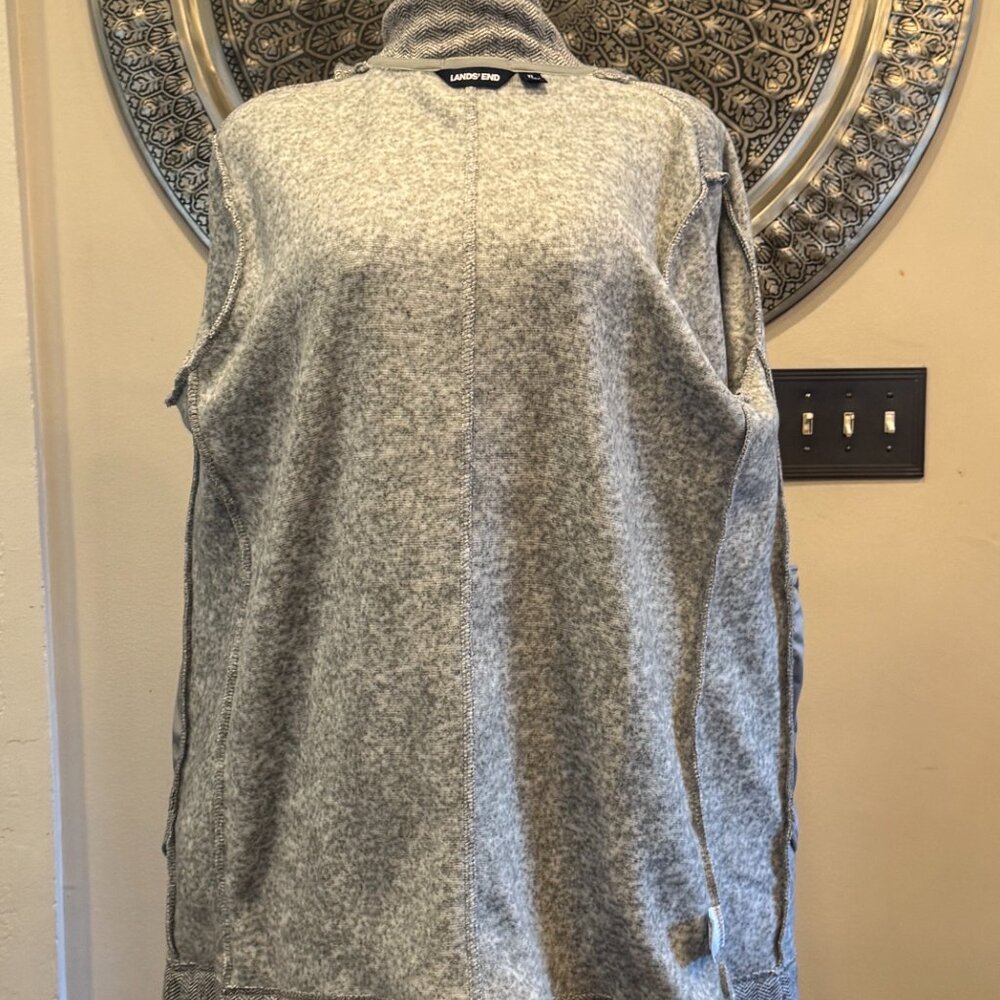 Lands' End Womens Grey Herringbone Fleece Jacket XL/18 - Picture 8 of 15